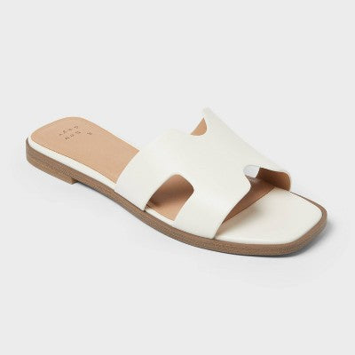 Women's Nina Slide Sandals - A New Day White 6