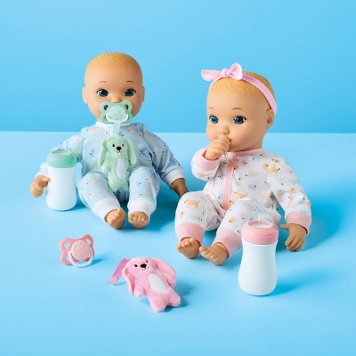 14" Boy Girl Twin Baby Dolls - Blonde Hair + Blue Eyes - Gigglescape