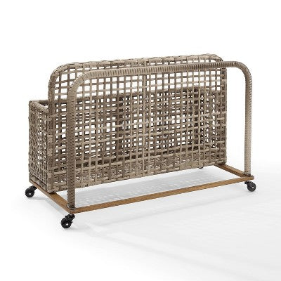 Ridley Outdoor Wicker & Metal Pool Storage Caddy - Gray - Crosley (LOCAL PICKUP ONLY)