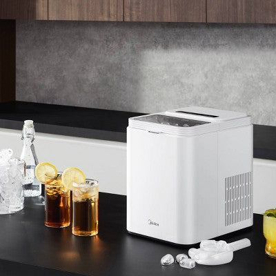 Midea Ice Maker Countertop, Bullet Ice, 26 lbs Daily Production, 2 Ice Sizes, White