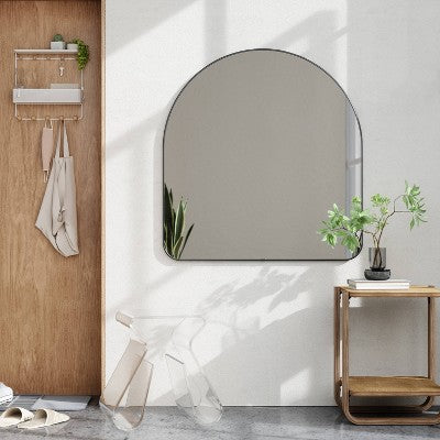 34" x 36" Hubba Arched Mirror Metallic Titanium - Umbra: Modern Oval Wall Mount, No Assembly, Steel Frame (LOCAL PICKUP ONLY)