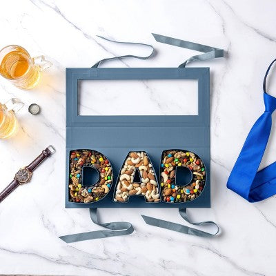 Cook With Color Fillable DAD Word Food Storage Gift Box Blue Textured