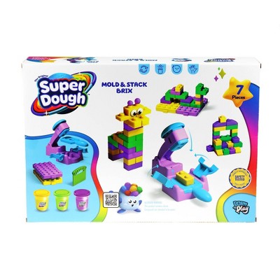 Born to Play Original Super Dough Mold and Stack Brix Maker Set Kids Creative Play Brick Extruder + Molds
