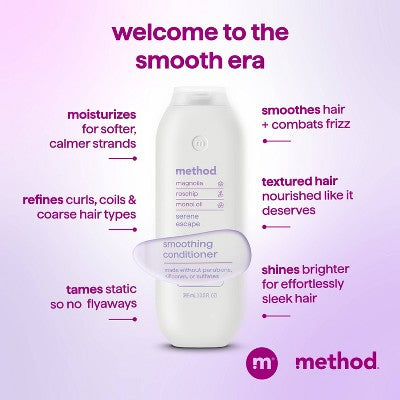 Method Serene Escape Smoothing Conditioner Sulfate & Silicone Free - 13.5 fl oz: Moisturizing, For Dry Hair, Paraben-Free