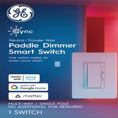 GE Household Lighting Cync Neutral Travel Wire Paddle Dimmer Switch