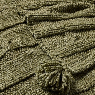 50"x60" Cable Knit Throw Blanket Green - Hearth & Hand with Magnolia