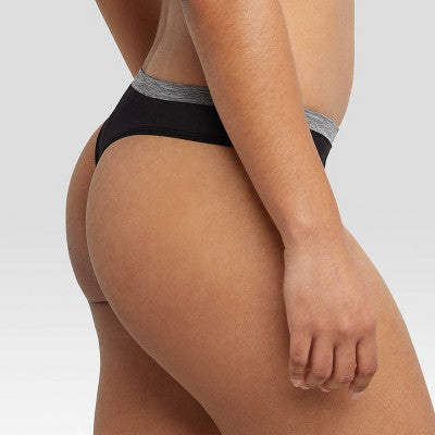 Hanes Women's 6pk Super Stretch Microfiber Comfort Flex Thong Underwear - Colors May Vary L: Solid Knit Nylon Spandex