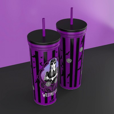 Zak Designs 23 fl oz Stainless Steel Wednesday Kendall Straw Tumbler