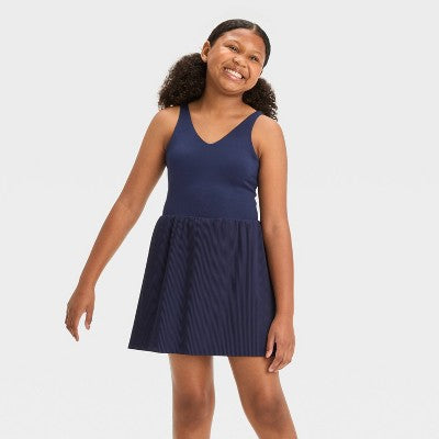 Girls' Pleated Active Dress - All In Motion Dark Blue SIZE M