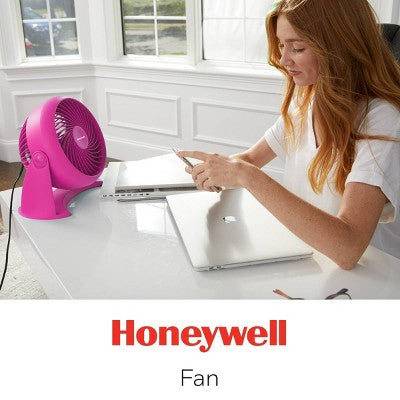 Honeywell TurboForce Table Air Circulator Fan, Pink HT900: Quiet Desk Fan, Adjustable Tilt, Portable, 3 Speeds, ETL Listed