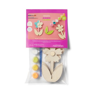3ct 3D Wood Flowers Painting Craft Kit- Mondo Llama