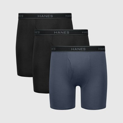 Hanes Men's Performance Stretch Boxer Briefs - Black/Gray XL