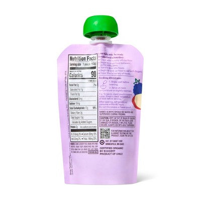 Blackberry Apple Yogurt & Chia Organic Baby Food Pouch - 4oz - Good & Gather: Age 8 Months+, Ready to Eat, Pureed 2nd Stage