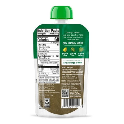 Happy Baby Organics Clearly Crafted Stage 2 Pears, Kale & Spinach 4oz