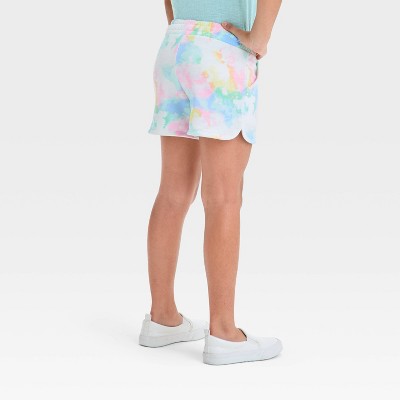 Girls' Pull-On Knit Shorts - Cat & Jack Tie-Dye Cream XS