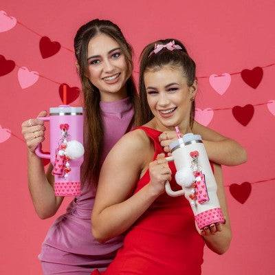 CharCharms 6pk 40oz Galentines Water Bottle Straws