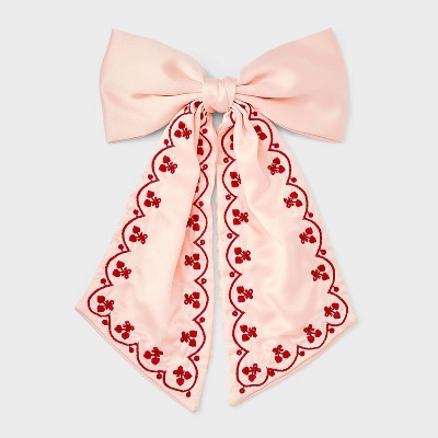 Scallop Trim Bow Hair Barrette - A New Day Pink