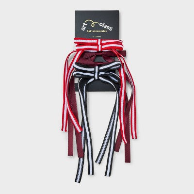 Girls' 6pk Striped Bow Pony Holder Set - art class