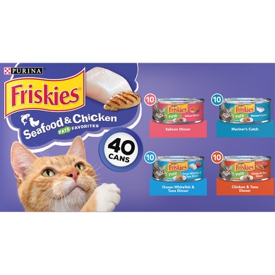Purina Friskies Pate Tuna, Salmon, Fish & Chicken Favorites Wet Cat Food - 5.5oz/40ct Variety Pack (LOCAL PICKUP ONLY)