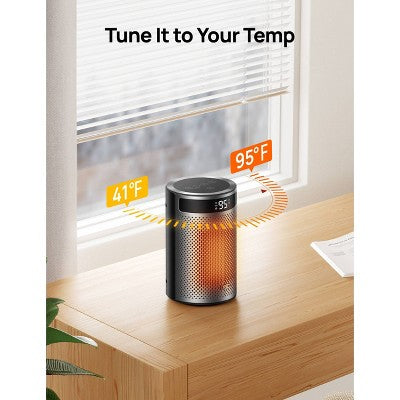 DREO 1500W Atom 416 10" Whisper-Quiet Portable Ceramic Space Heater with Temp Control and ECO Mode Timer with Remote Non-oscillating