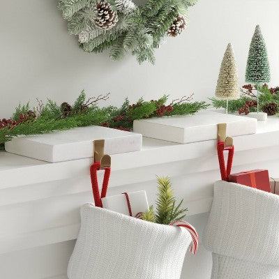 2pk Marble Christmas Stocking Holder White/Gold - Wondershop