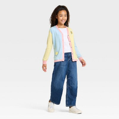 Girls' Hello Kitty and FriendsCardigan Sweater Blue/Yellow/Pink M