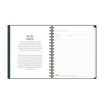 BlueSky 2025 Green Earth Sustainability Weekly/Monthly Planner 9.25"x7.87" Wirebound Deep Green