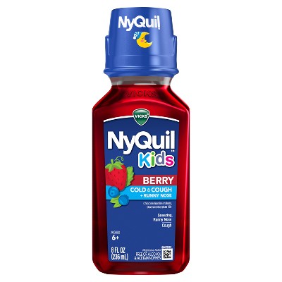 NyQuil Kids' Syrup - Dextromethorphan - Berry - 8 fl oz: Cold & Cough Treatment, Package Quantity: 1