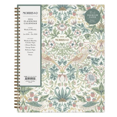 Morris & Co. 8.5"x11" by Blue Sky 2026 Weekly/Monthly Wirebound Planner Printed Strawberry Thief