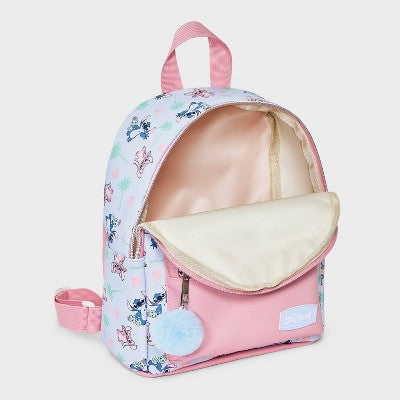 Girls' Lilo & Stitch Mini Backpack with Pom - Blue/Pink