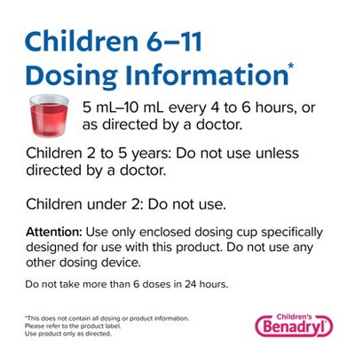 Benadryl Children's Allergy Liquid - Diphenhydramine - Cherry - 4 fl oz