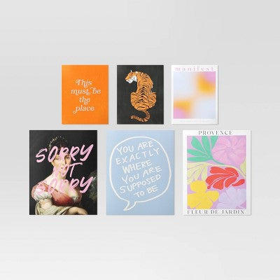 20" x 16" 6pc Expressive Maximalist Wall Art Set Poster Prints - Room Essentials