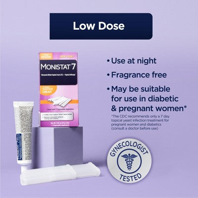 Monistat 7-Dose Yeast Infection Treatment 7 Disposable Applicators & 1 Cream Tube - 1.9oz
