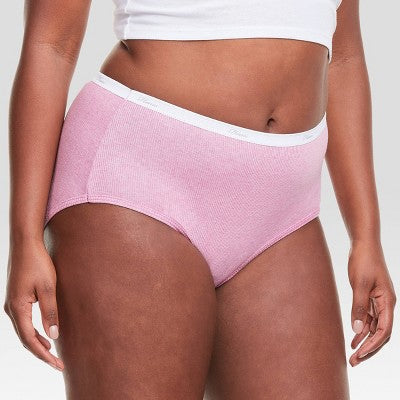 Hanes Women's 6pk Cotton Ribbed Heather Briefs - Colors May Vary 10