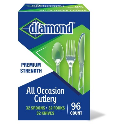 Diamond All Occasion Clear Disposable Forks Spoons and Knives - 96ct