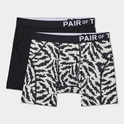 Pair of Thieves Men's Wht Zebra 2pk Sport Boxer Briefs - Black L