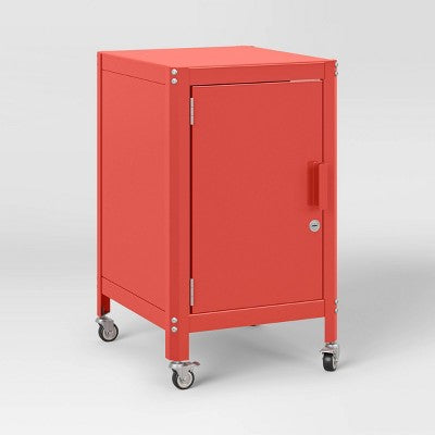 Metal Rolling Dorm Locker Storage Cabinet with Lock Coral Red - Room Essentials (LOCAL PICKUP ONLY)