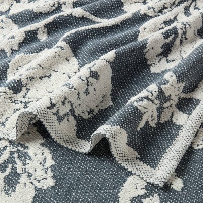 Full/Queen Fall Cozy Chenille Jacquard Blanket Graphite - Threshold