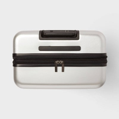 Large Checked Spinner Wheels Suitcase Silver - Open Story