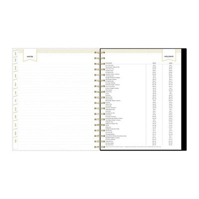 Day Designer 2025 Daily/Monthly Planner 10.16"x9.49" Wirebound Rugby Stripe Black: Adult Calendar, Tabs, Paper 8x10