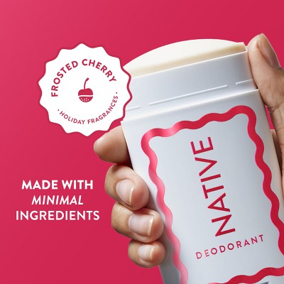 Native Holiday Limited Edition Aluminum-Free Deodorant - Frosted Cherry - 2.65oz: Baking Soda-Free, Vegan Formula