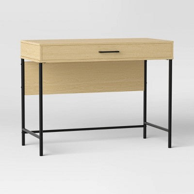 Mixed Material Wood and Metal Writing Desk Natural with Storage Drawer - Room Essentials (LOCAL PICKUP ONLY)