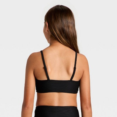 Girls' Trilette Shirred Swimsuit Top - art class Black L