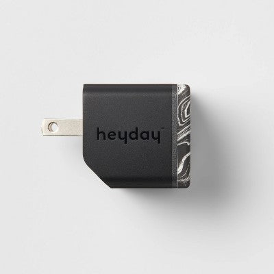 Dual Port USB-C and USB-A 25W Wall Charger - heyday Black Agate