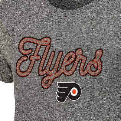 NHL Philadelphia Flyers Women's Gray Fashion T-Shirt - L: Cotton-Polyester Blend, Crew Neck