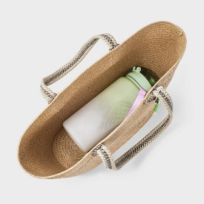 Straw Large Tote Bag with Fish Charm - Universal Thread Natural/Brown