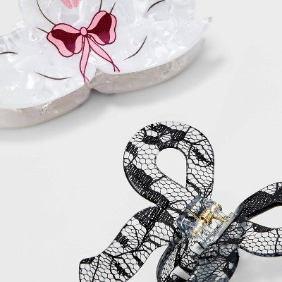 Girls' 2pk Swan and Bow Claw Clip Set - art class
