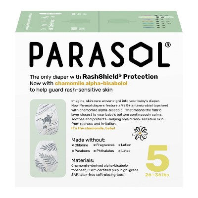 Parasol Chlorine-Free Diapers with RashShield Protection - Size 5 - 88ct