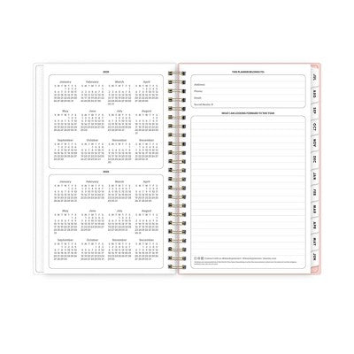 Blue Sky 5"x8" 2025-2026 Weekly/Monthly Wirebound Planner Frosted Glitter Sorbet Pink