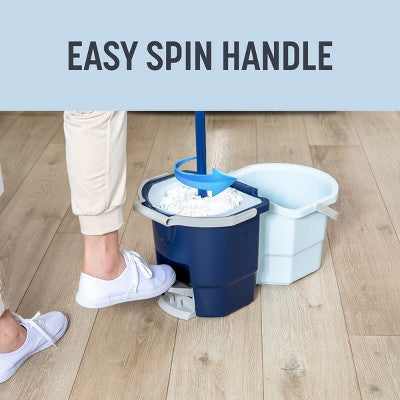 Casabella Clean Water Spin Mop with Extra Refill: Portable Microfiber Floor Cleaning Tool for Multi-Surface Use
